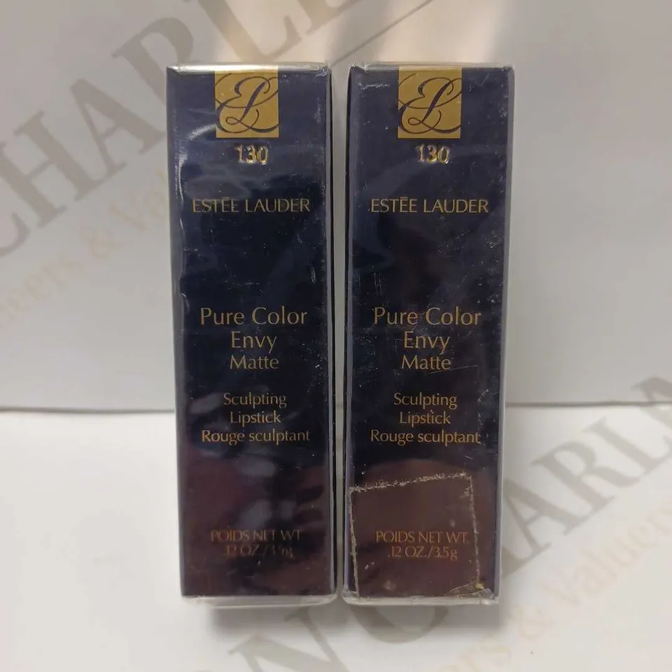 LOT OF 2 ESTEE LAUDER PURE COLOUR ENVY MATTE LIPSTICKS - #130 DESIROUS 