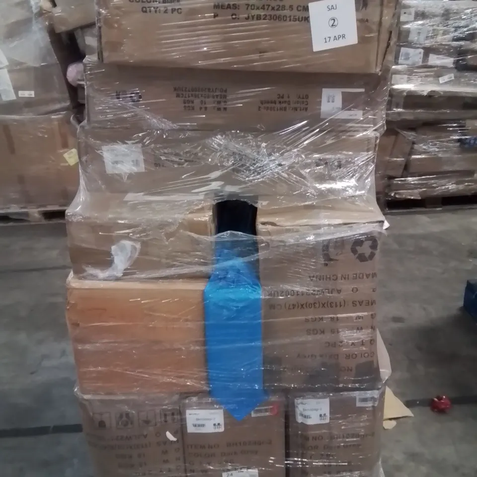 PALLET CONTAINING ASSORTED ITEMS TO INCLUDE: BAR STOOLS AND OTHER FURNITURE 