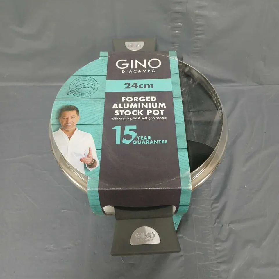 GINO D'ACAMPO FORGED ALUMINUM STOCK POT 24CM IN GREY
