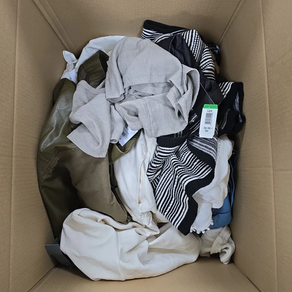 APPROXIMATELY 15 ASSORTED CLOTHING PRODUCTS IN VARIOUS STYLES & SIZES TO INCLUDE SHOES, JUMPERS, TROUSERS ETC