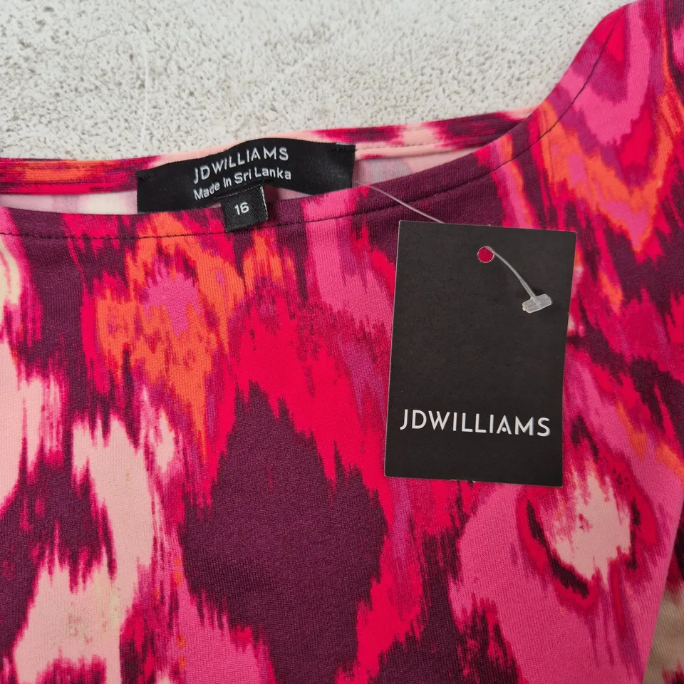 JD WILLIAMS WOMEN’S DRESS – PINK ABSTRACT PRINT, UK SIZE 16