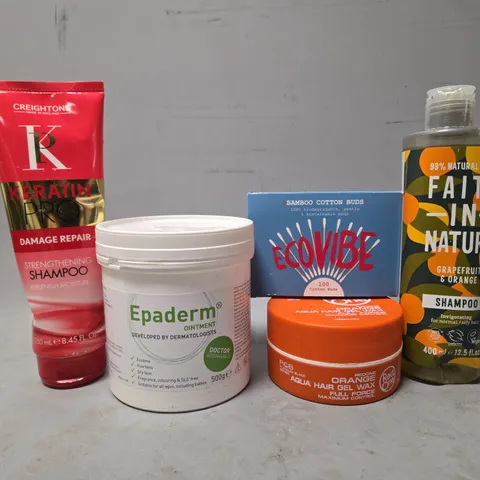 APPROXIMATELY 15 ASSORTED HEALTH & BEAUTY ITEMS TO INCLUDE - AQUA HAIR GEL WAX , FAITH N NATURE SHAMPOO , BAMBOO COTTON BUDS ETC