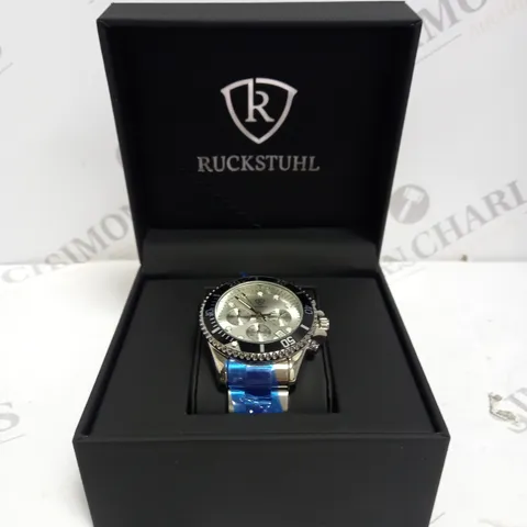 MENS RUCKSTUHL CHRONOGRAPH 8829 WATCH – SILVER DIAL - STAINLESS STEEL STRAP – 3ATM WATER RESISTANT – DATE FUNCTION