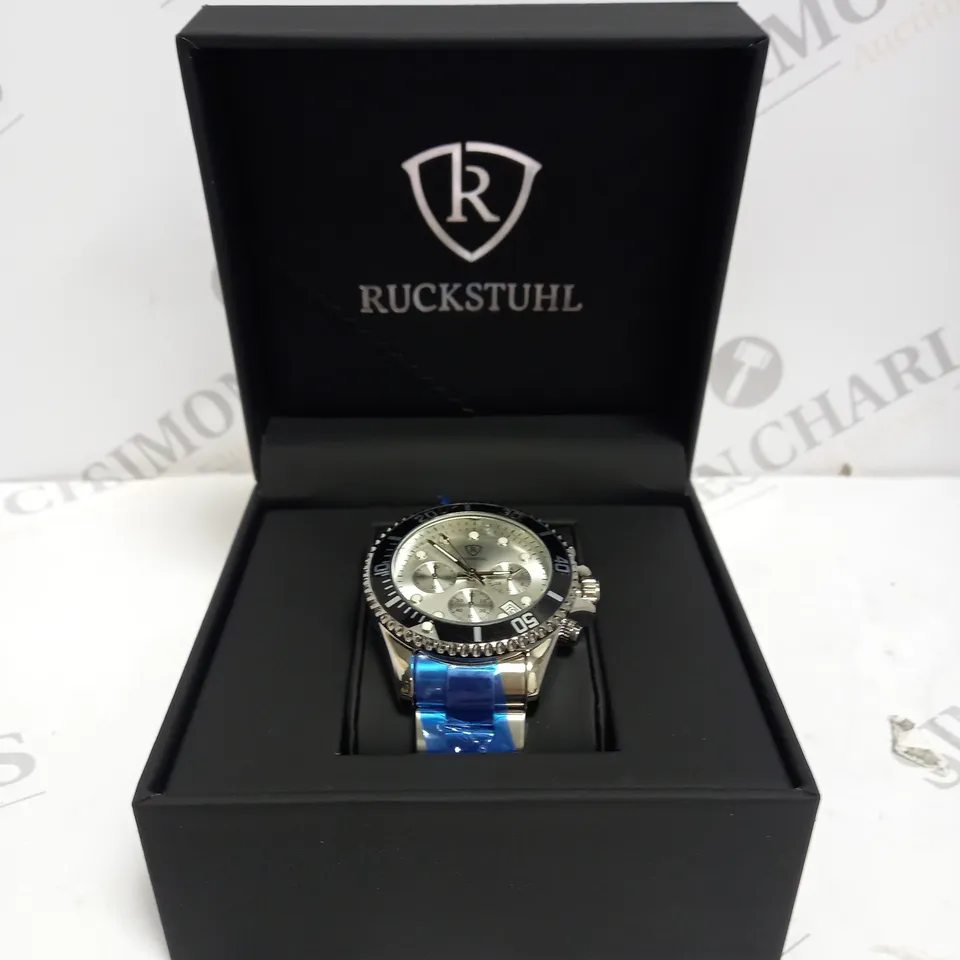 MENS RUCKSTUHL CHRONOGRAPH 8829 WATCH – SILVER DIAL - STAINLESS STEEL STRAP – 3ATM WATER RESISTANT – DATE FUNCTION