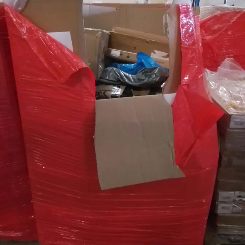 PALLET CONTAINING ASSORTED HOUSEHOLD & HOME IMPROVEMENT PRODUCTS. INCLUDES STAND-UP PADDLE BOARD, MATTRESS TOPPER, ASSORTED FURNITURE ETC