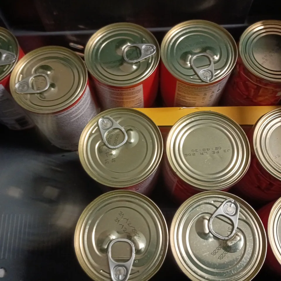 APPROXIMATELY 10 ASSORTED FOOD AND DRINK ITEMS TO INCLUDE NESCAFE, CHOPPED TOMATOES, ETC