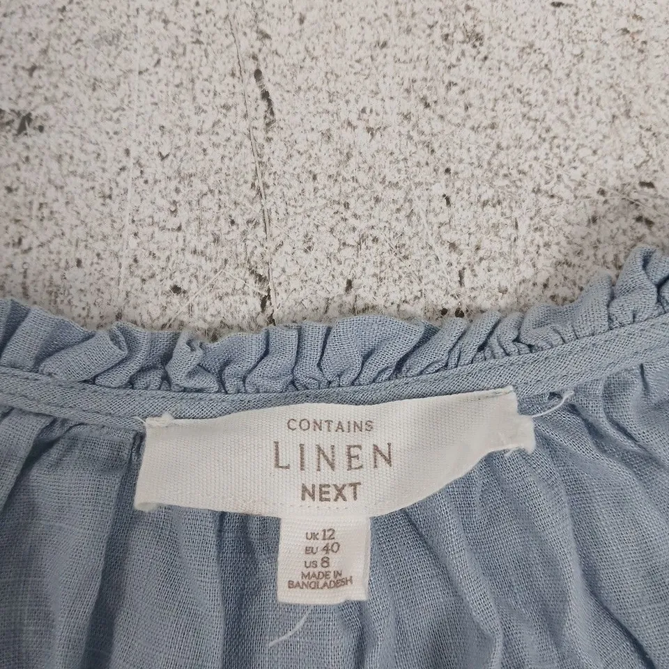 NEXT LINEN DRESS – LIGHT BLUE, UK 12 (EU 40) – MADE IN BANGLADESH