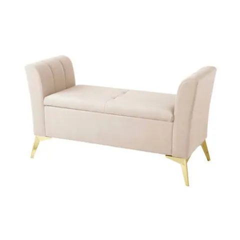 BOXED GFW PETTINE NATURAL PLUSH VELVET OTTOMAN STORAGE BENCH