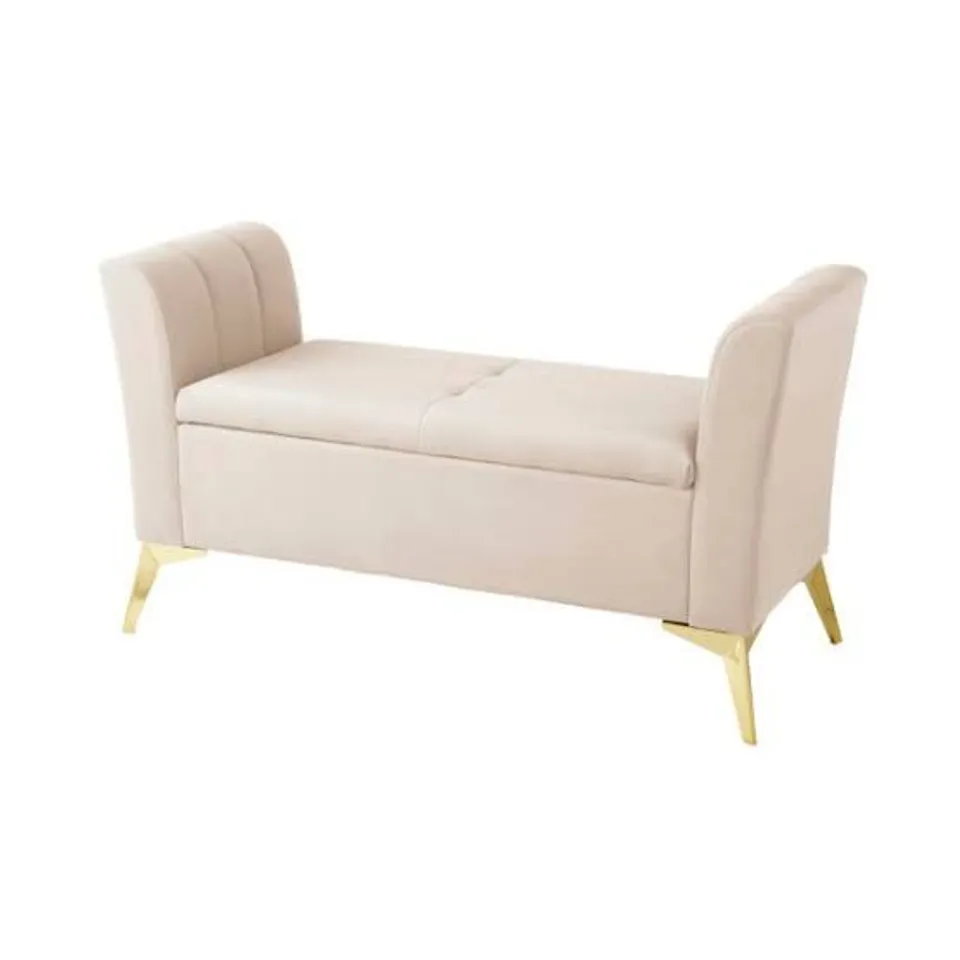 BOXED GFW PETTINE NATURAL PLUSH VELVET OTTOMAN STORAGE BENCH