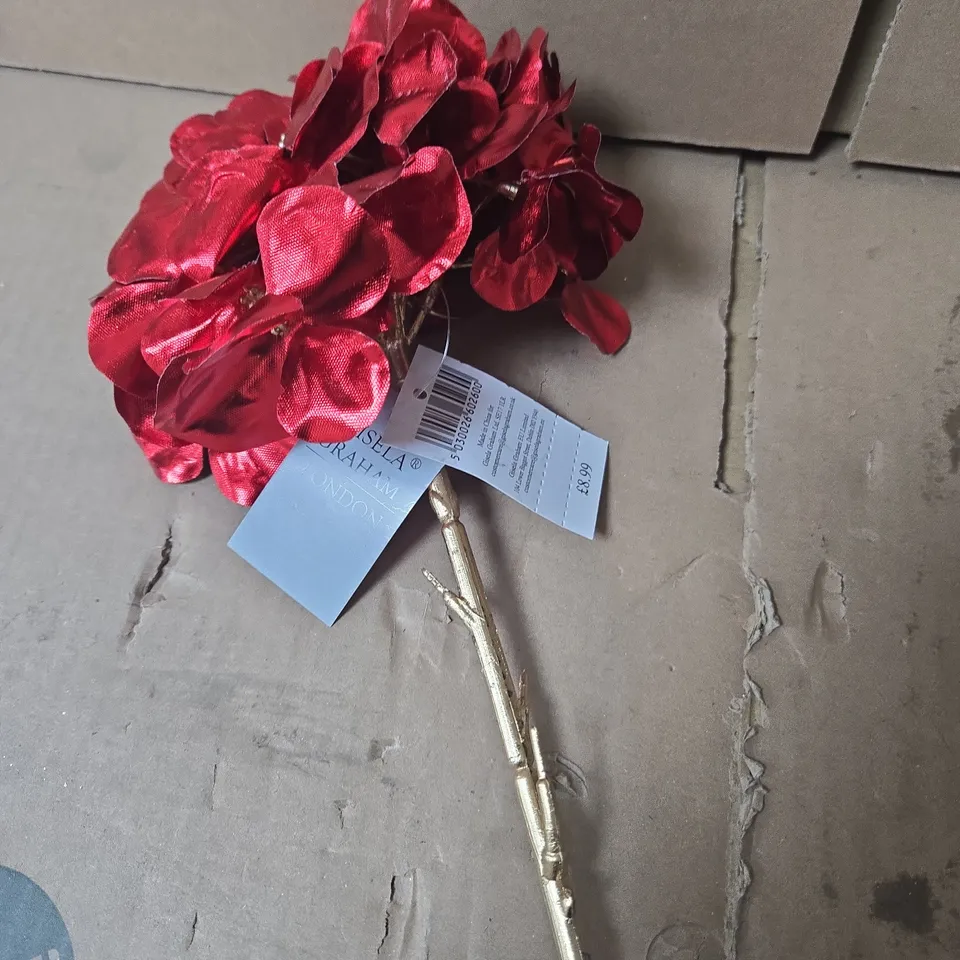 2 X BOX OF APPROXIMATELY 11 GISELA GRAHAM RED FLOWER DECORATIONS