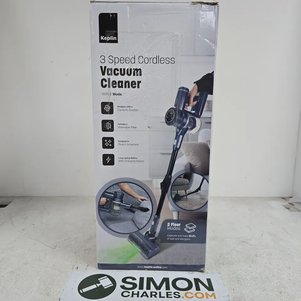 BOXED KEPLIN 3 SPEED CORDLESS VACUUM CLEANER - COLLECTION ONLY