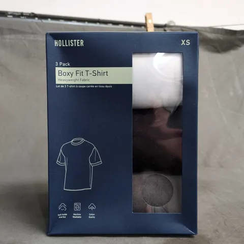 HOLLISTER BOXY FIT T-SHIRT - 3 PACK, XS