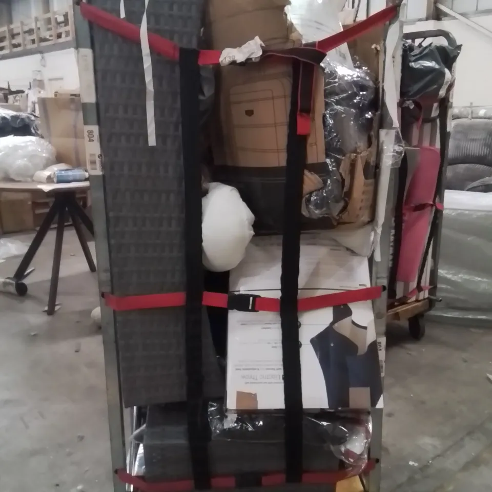 CAGE OF ASSORTED HOUSEHOLD GOODS AND PRODUCTS TO INCLUDE;HEATED BLANKET,EXERCISE BALL,YOGA MAT
