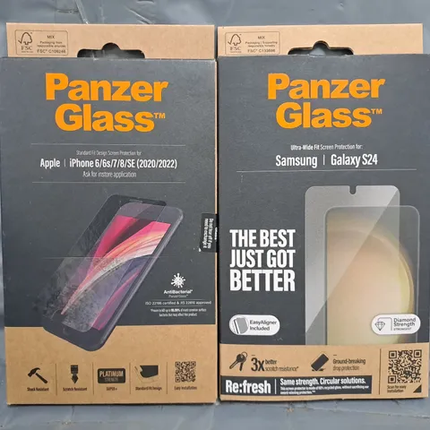 BOX OF APPROXIMATELY 60 ASSORTED PANZER GLASS SCREEN PROTECTORS FOR VARIOUS MAKES AND MODELS