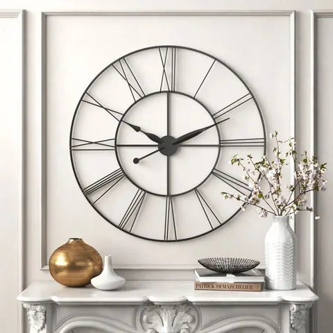 BOXED DAEMON SILENT BLACK GREY WALL CLOCK