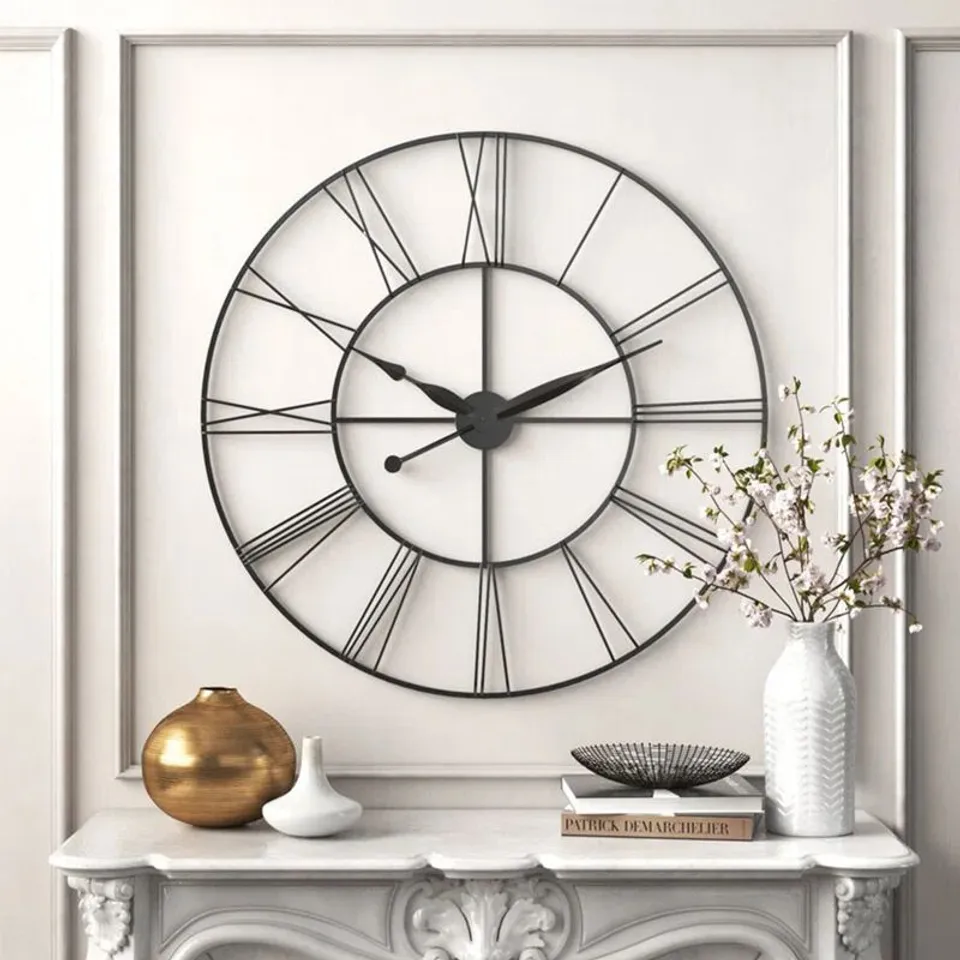 BOXED DAEMON SILENT BLACK GREY WALL CLOCK