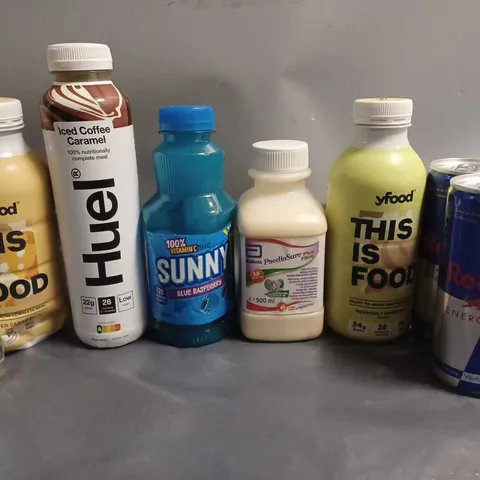 LOT OF APPROXIMATELY 20 ASSORTED DRINK ITEMS TO INCLUDE REDBULL AND ALTRAPLEN