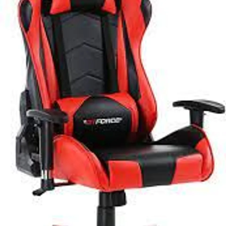 BOXED DESIGNER GT FORCE PRO FX LEATHER RACING SPORTS OFFICE CHAIR IN BLACK & RED