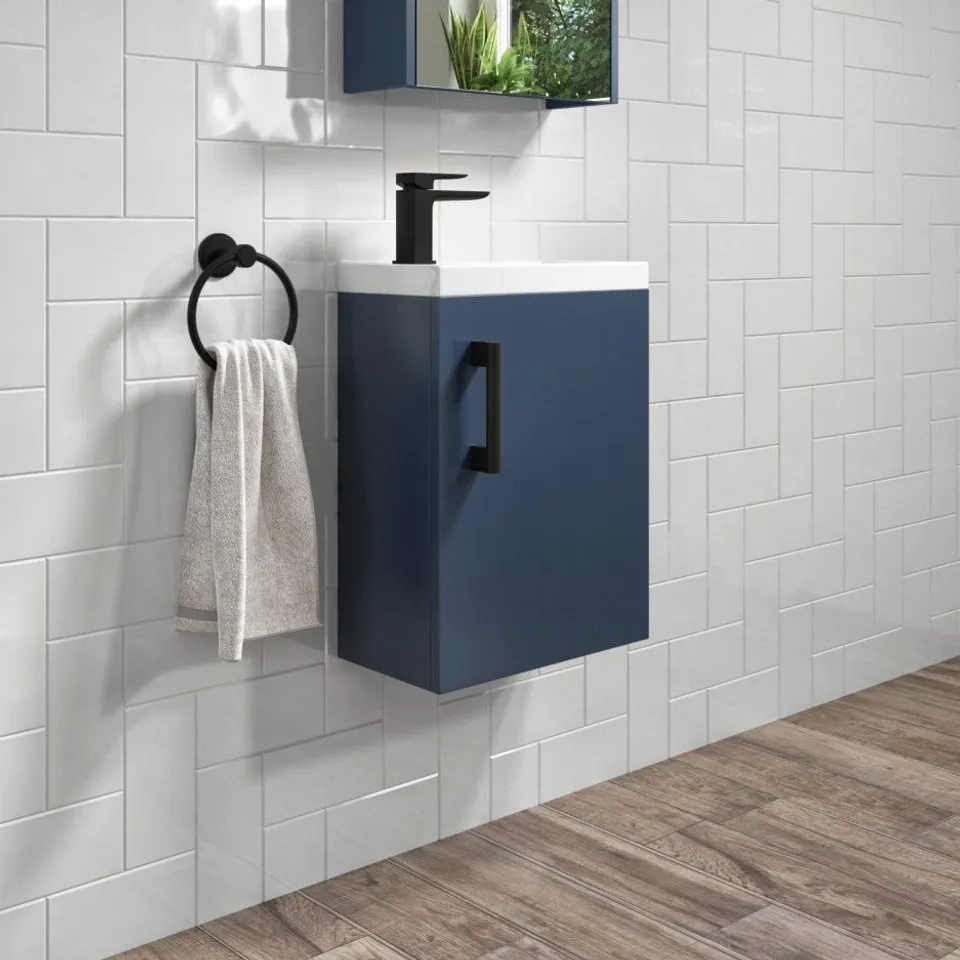 BOXED ASHFORD 400MM WALL HUNG VANITY UNIT MATT OCEAN BLUE