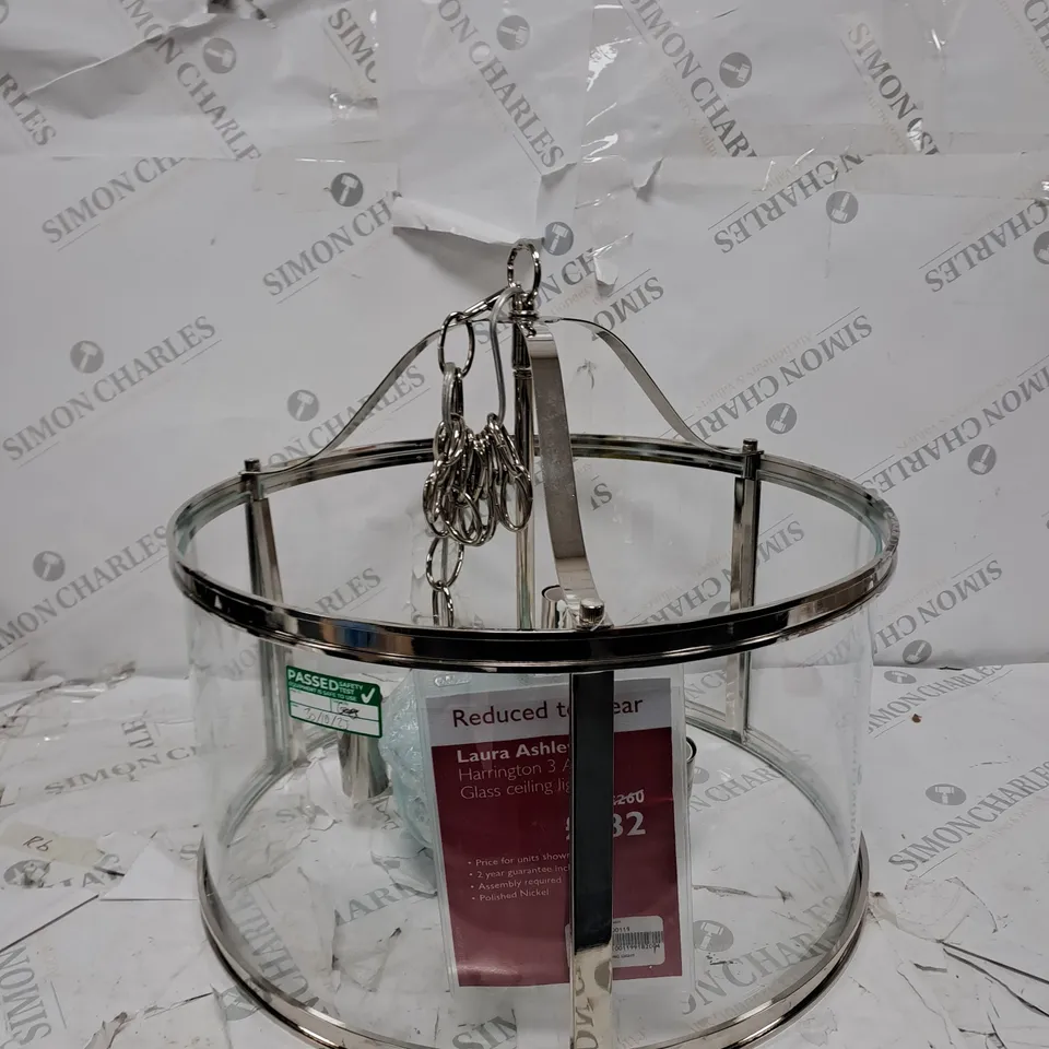 LUARA ASHLEY HARRINGTON 3 ARM GLASS CEILING LIGHT