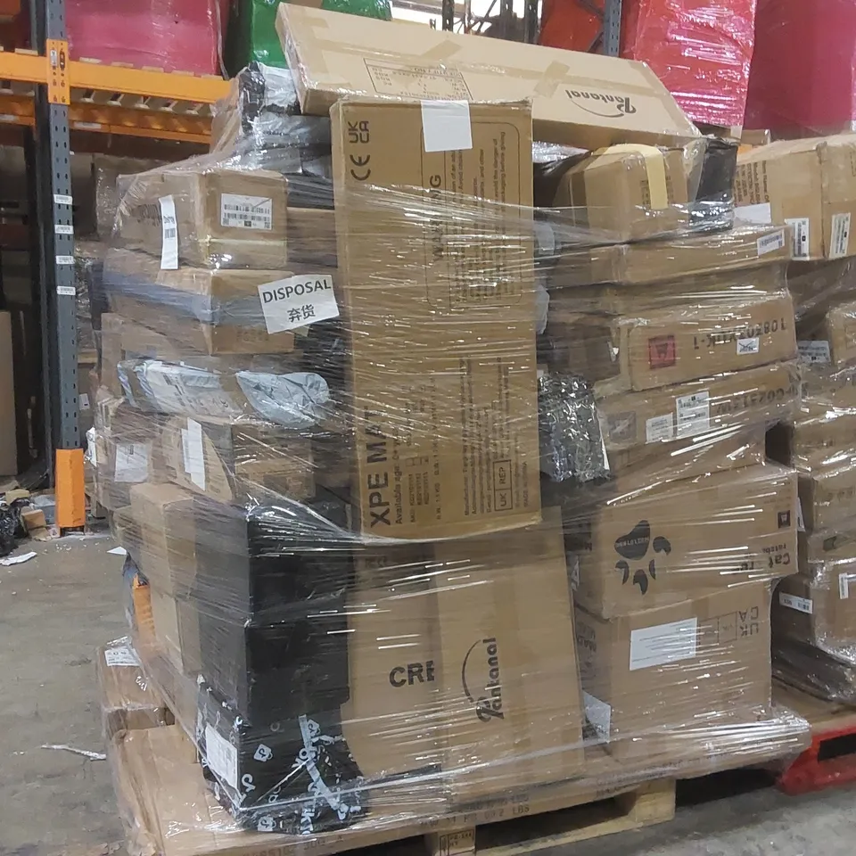 PALLET CONTAINING A LARGE QUANTITY OF ASSORTED PRODUCTS TO INCLUDE: CAT TREE, ARTIFICIAL TREE, SCOOTER MEAT GRINDER ECT