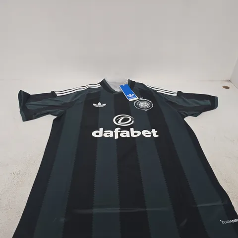ADIDAS CELTIC FC 1888 "60TH ANNIVERSARY" LISBON LIONS FOOTBALL SHIRT – DARK GREEN/BLACK STRIPES, SMALL (UK S)