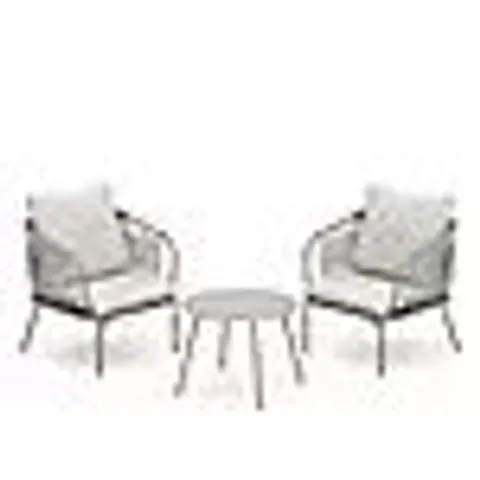 GARDEN STORIES ROPE 2 CHAIRS & TABLE BISTRO SET
