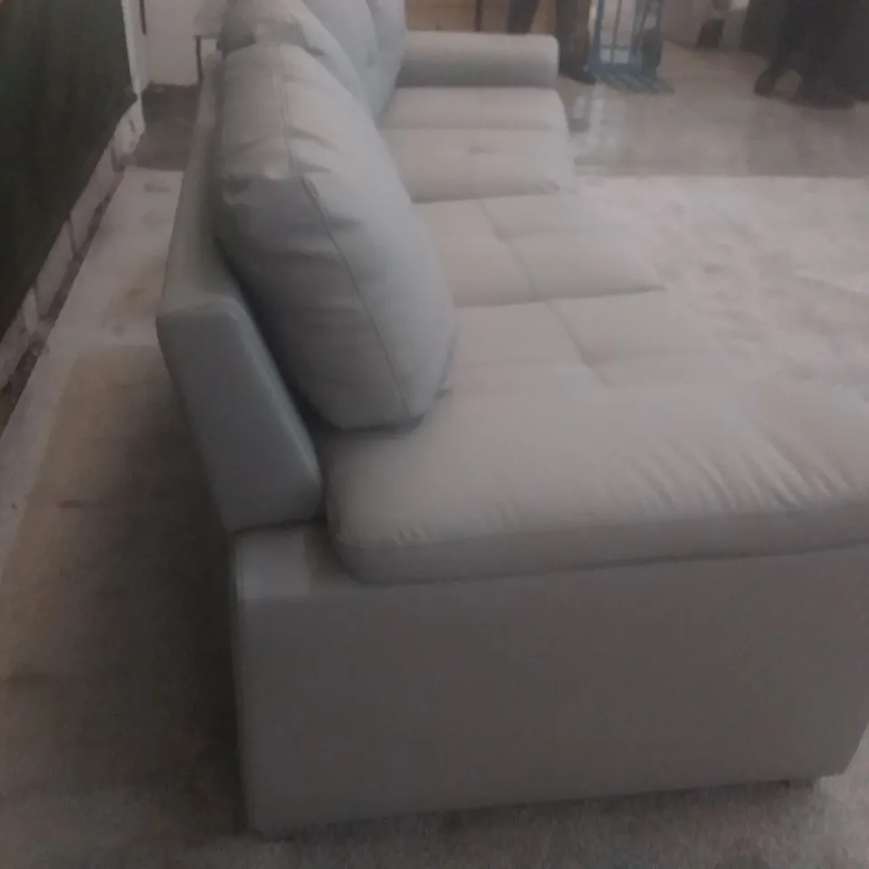 QUALITY DESIGNER KANSAS CORNER SOFA - LIGHT GREY FAUX LEATHER (MISSING CORNER SECTION)