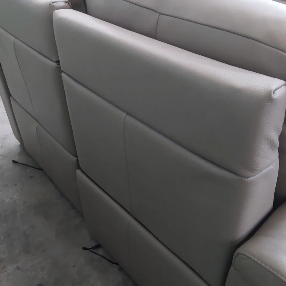 QUALITY ITALIAN DESIGNER ADRIANO POWER RECLINING TWO SEATER SOFA MUSHROOM LEATHER