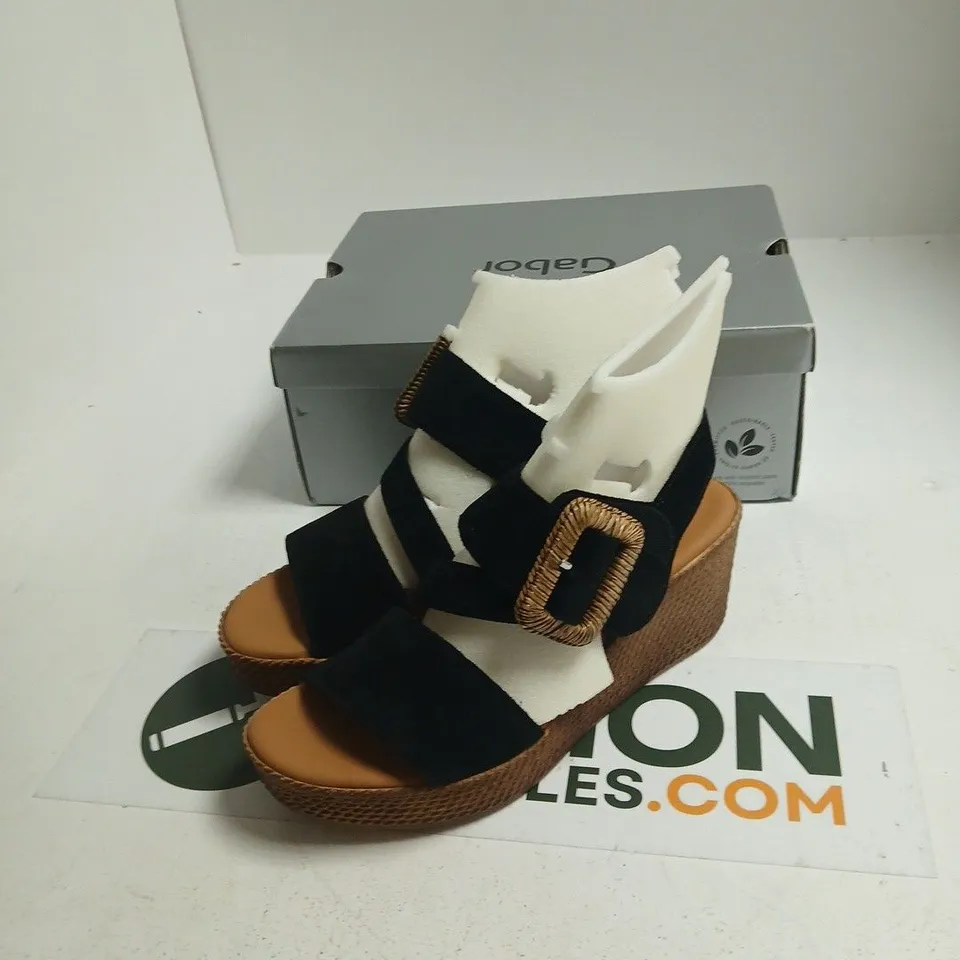 GABOR EMBRACE SANDALS – BLACK SUEDE, UK 6 (STYLE 84.771.17)