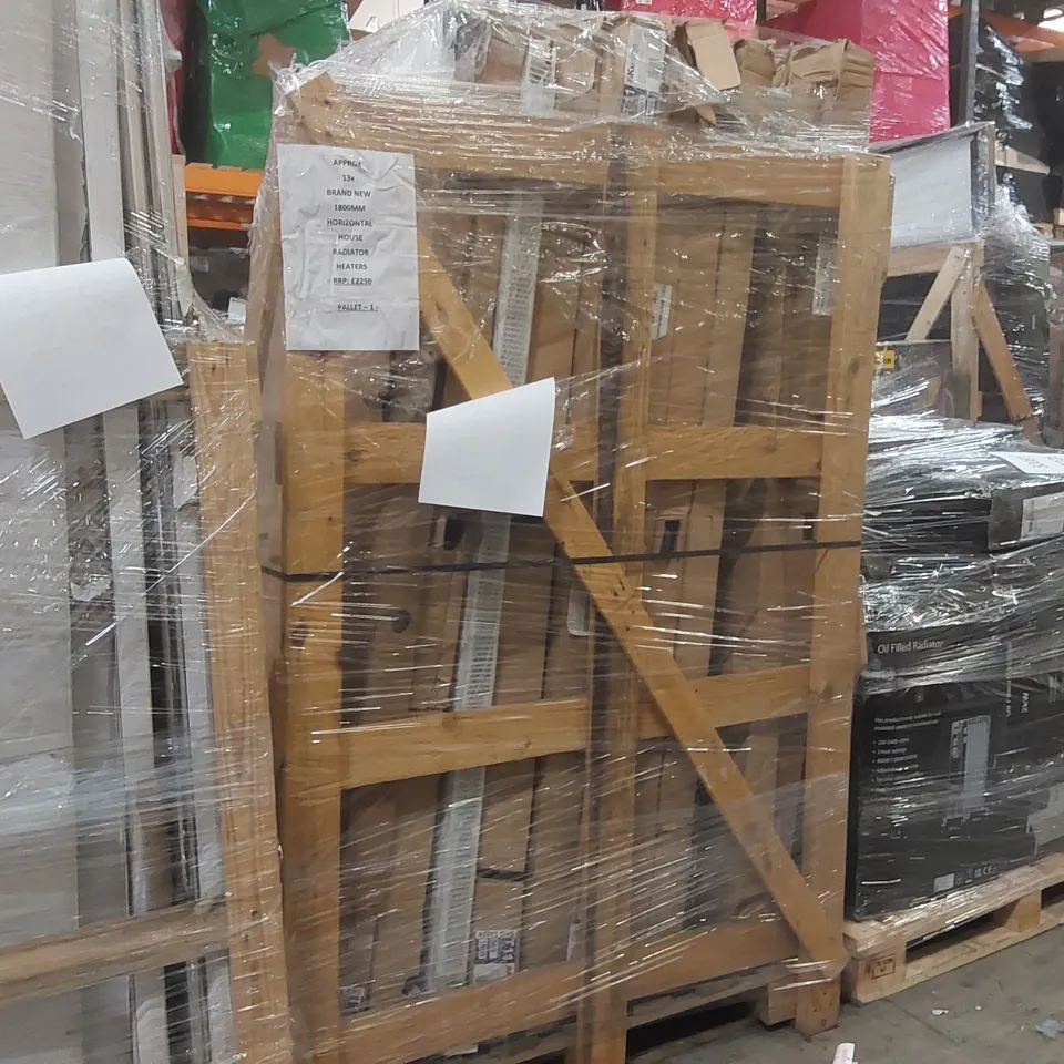 PALLET CONTAINING APPROX 13x BRAND NEW 1800MM HORIZONTAL HOUSE RADIATOR HEATERS