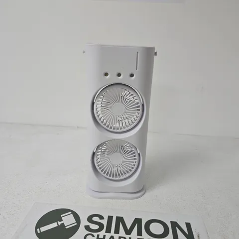 WHITE TWINβFAN DESKTOP FAN, VERTICAL DESIGN