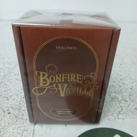 BOXED AND SEALED MYKONOS BONFIRE VANILLA EXTRAIT DE PARFUM 50ML