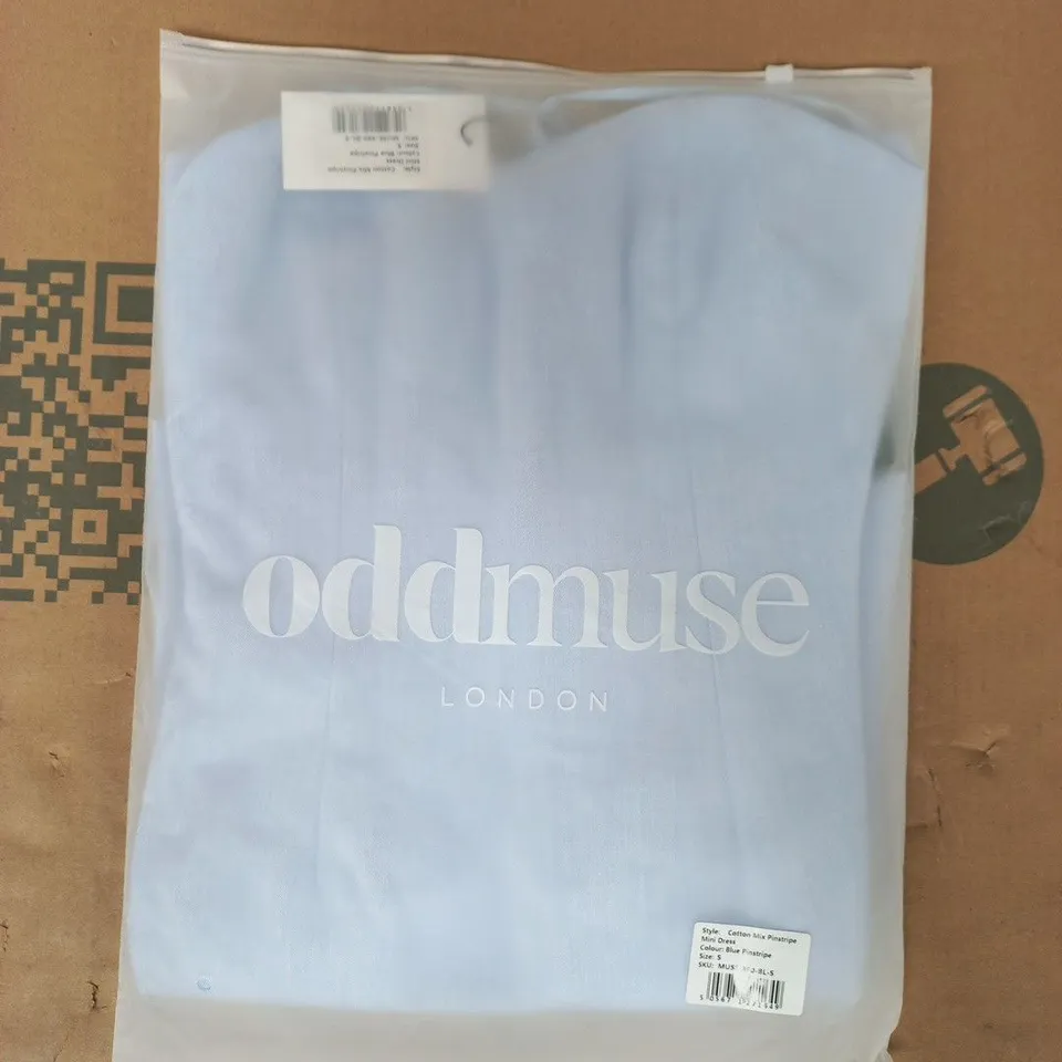 BAGGED ODDMUSE COTTON MIX PINSTRIPE MINI DRESS IN BLUE SIZE SMALL
