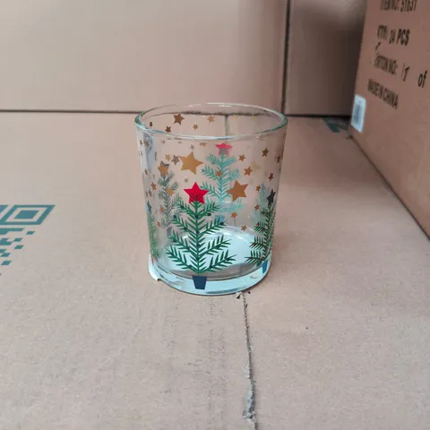 GISELA GRAHAM LONDON - FESTIVE TEALIGHT HOLDERS WITH CHRISTMAS TREE PATTERN - BOX OF 24 