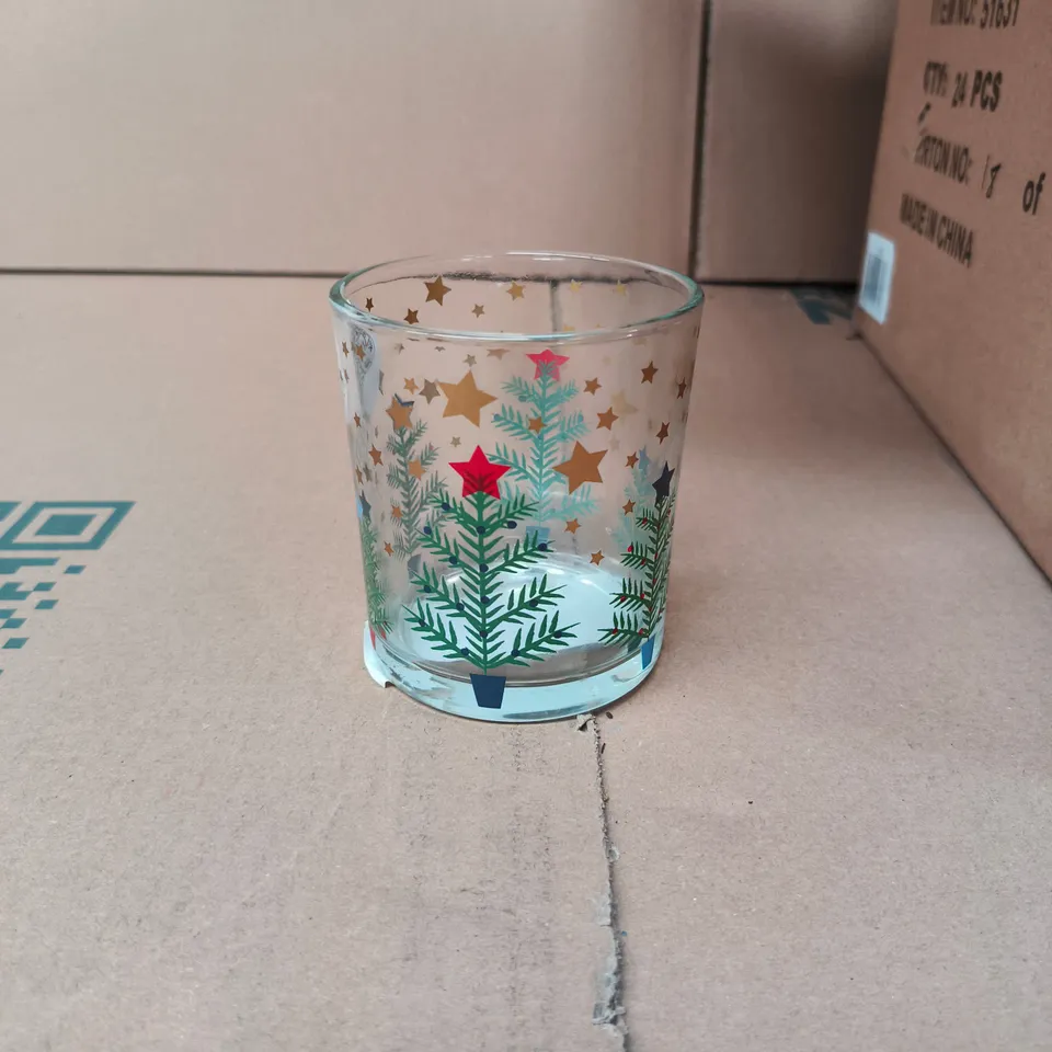 GISELA GRAHAM LONDON - FESTIVE TEALIGHT HOLDERS WITH CHRISTMAS TREE PATTERN - BOX OF 24 