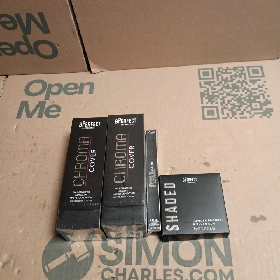 4 X ASSORTED BPERFECT COSMETIC ITEMS TO INCLUDE MATTE FOUNDATION, SHADED POWDER BRONZER AND BLUSH DUO ETC