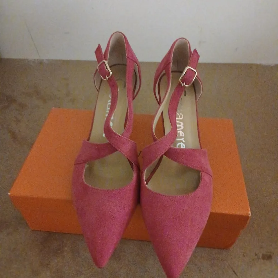 GRACE PINK SUEDE POINTED-TOE SANDALS WITH ANKLE STRAP – WOMEN'S SIZE EU 38