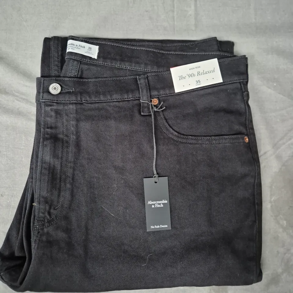 ABERCROMBIE & FITCH THE 90S RELAXED HIGH-RISE JEANS IN BLACK SIZE 35 SHORT