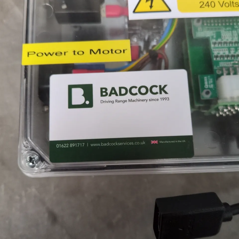 BADCOCK DRIVING RANGE CONTROL UNIT IN CLEAR ENCLOSURE – 240V UK MANUFACTURED 
