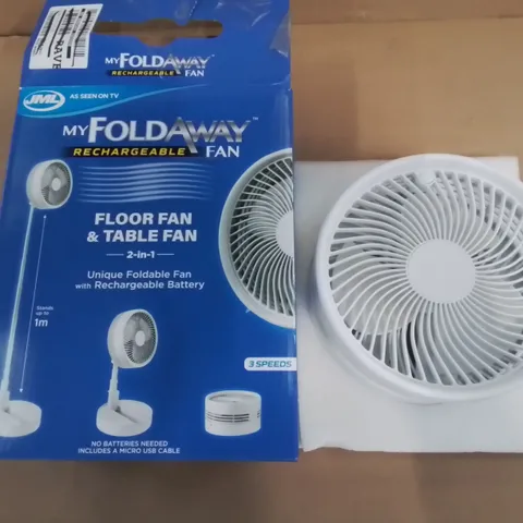 BOXED MY FOLDAWAY 2IN1 RECHARGEABLE FAN