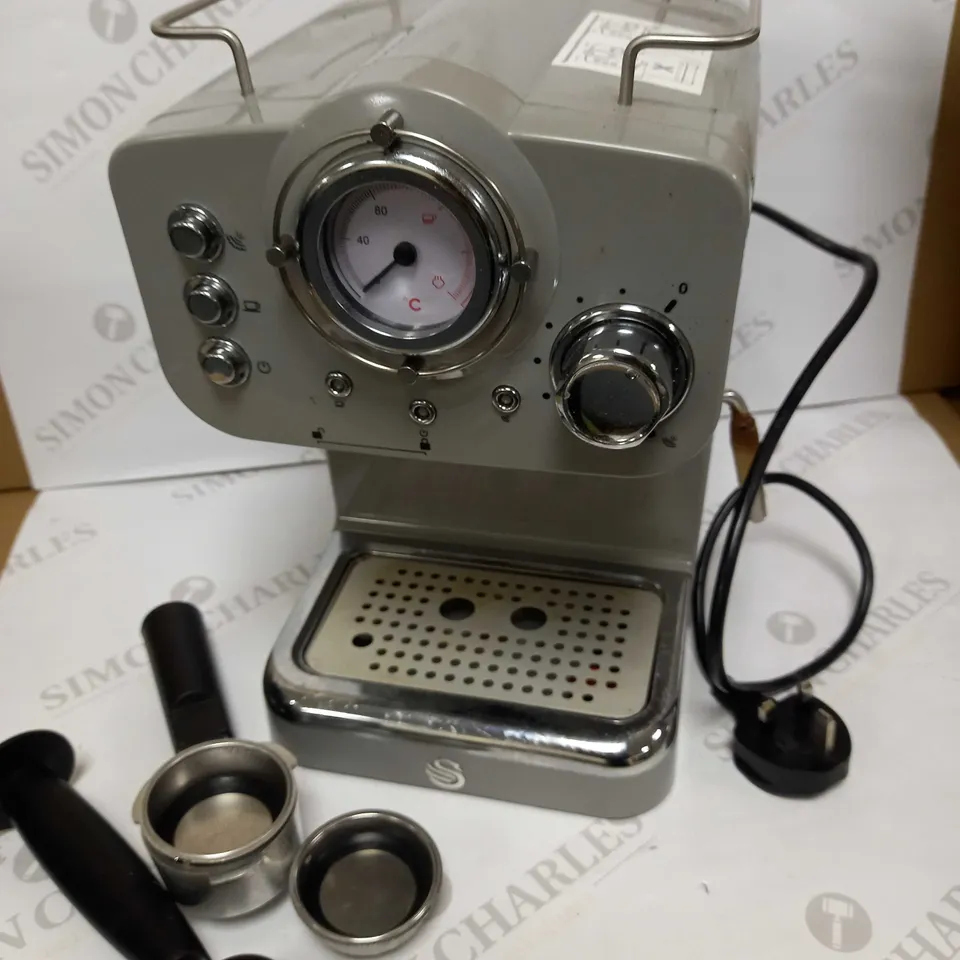 SWAN RETRO PUMP ESPRESSO COFFEE MACHINE - GREY