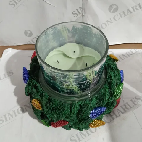 HOMEWORX BY HARRY SLATKIN & CO. FESTIVE LIGHTS PEDESTAL WITH CANDLE