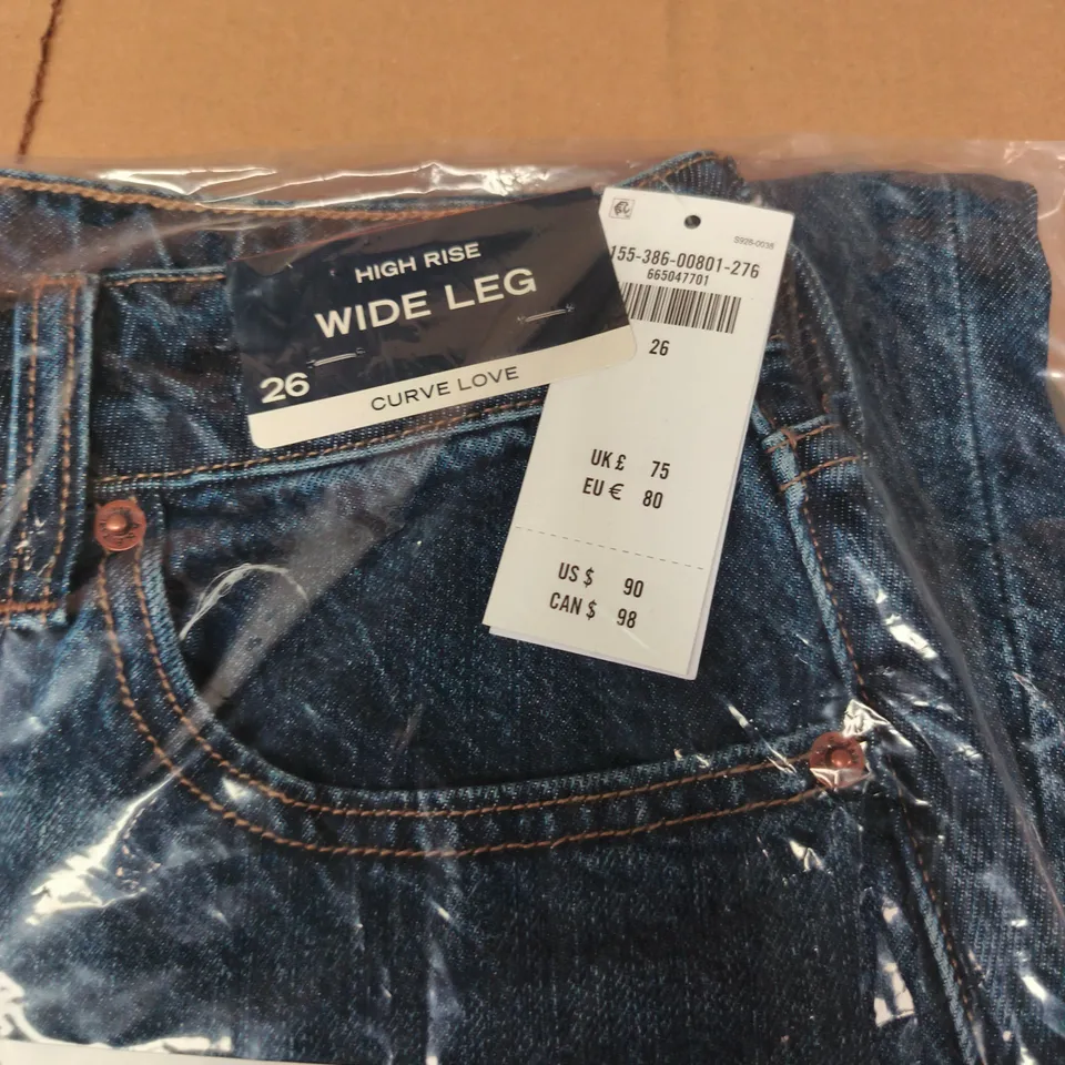 BAGGED ABERCROMBIE AND FITCH HIGH RISE WIDE LEG JEANS - W26