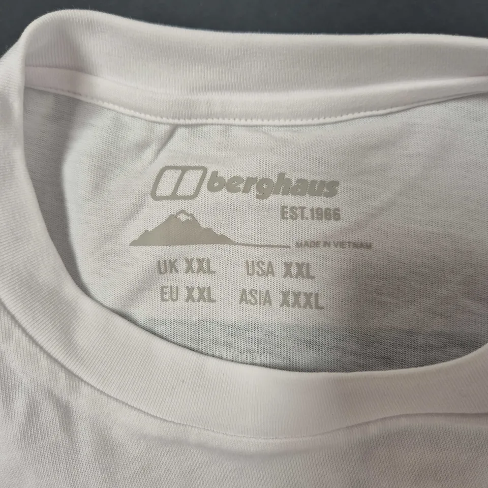BERGHAUS T-SHIRT WITH MOUNTAIN PRINT – WHITE, UK XXL