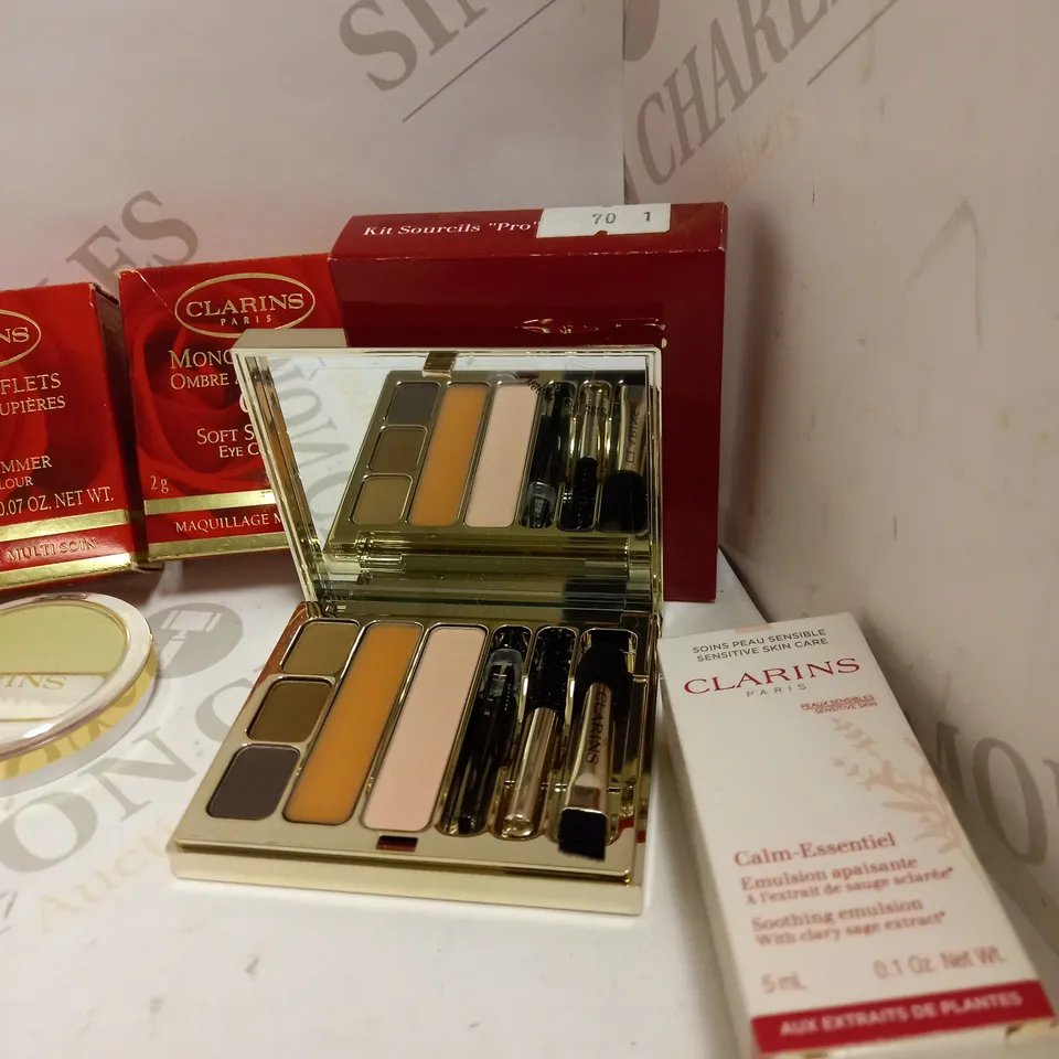 LOT OF APPROX 14 TO INCLUDE CLARINS FOUNDATION CAPPUCCINO , NARS LIPGLOSS , ETC