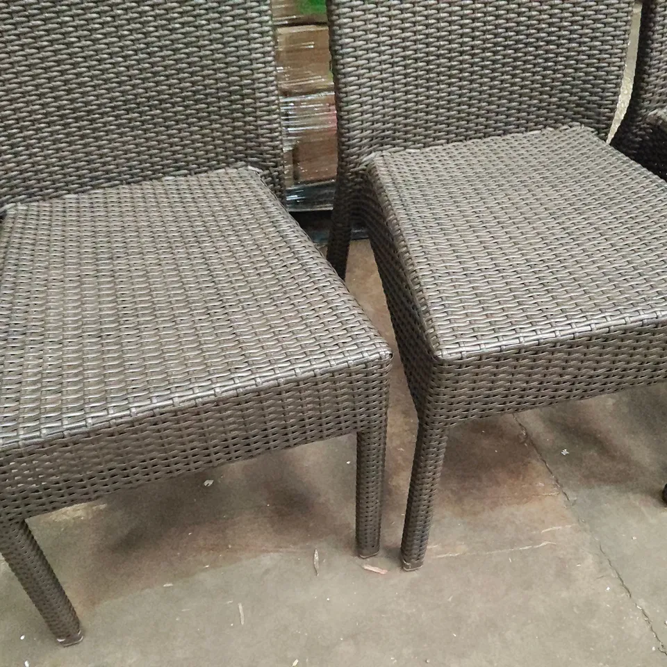 SET OF 5 DARK BROWN RATTAN OUTDOOR CHAIRS