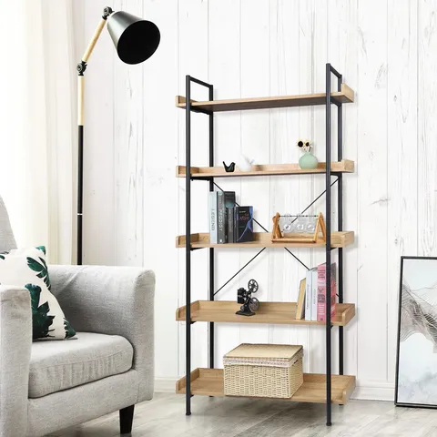 BOXED 173CM 5 SHELF SHELVING UNIT - WOODLOOK (1 BOX)