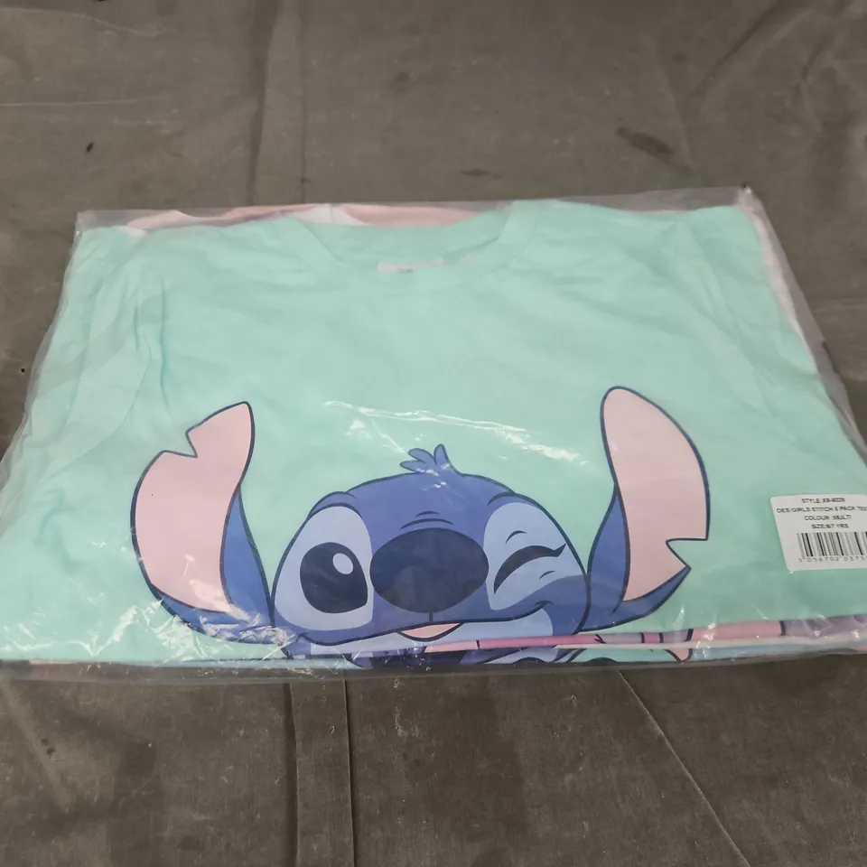 DISNEY STITCH PACK OF 5 GRAPHIC T-SHIRTS – AGE 6-7 YEARS