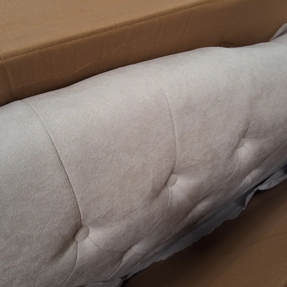 BOXED 5FT ROS BEDFRAME WITH BUTTON DETAIL HEADBOARD IN NATURAL - 3 BOXES